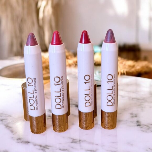 DOLL 10 Lip Crayon Bundle X4 Full Size Self Love Be Fearless Enjoy Life No bound - Picture 1 of 6